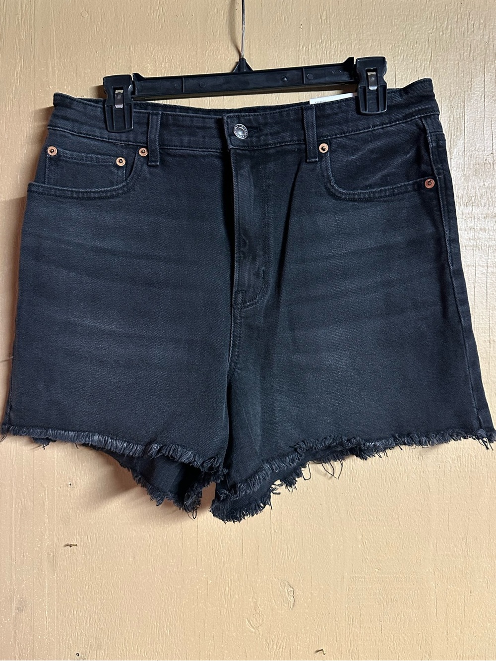 American Eagle Outfitters Black Frayed Hem Denim Shorts